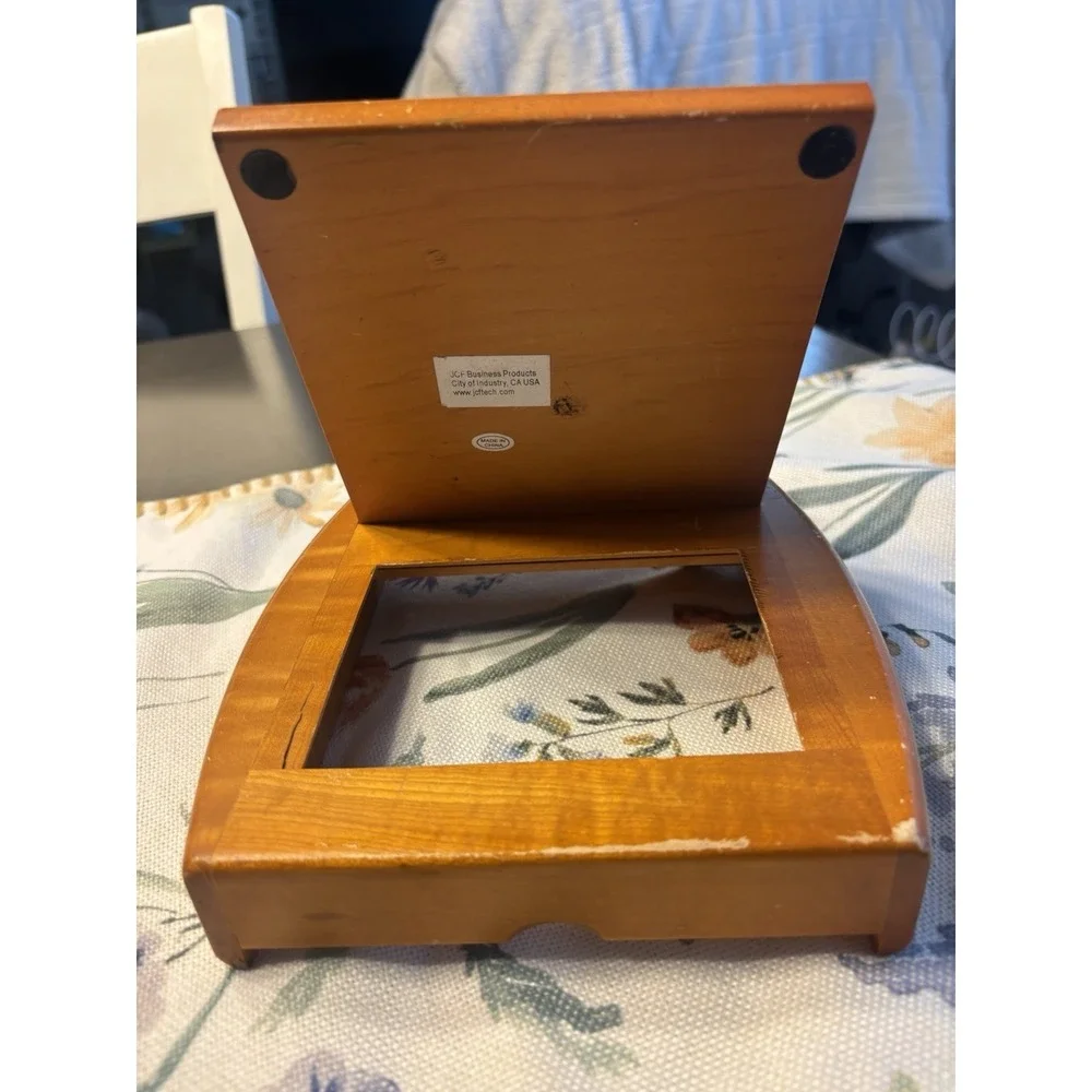 Wood Pen Display Case Holder With Five Ballpoint Pens Included.